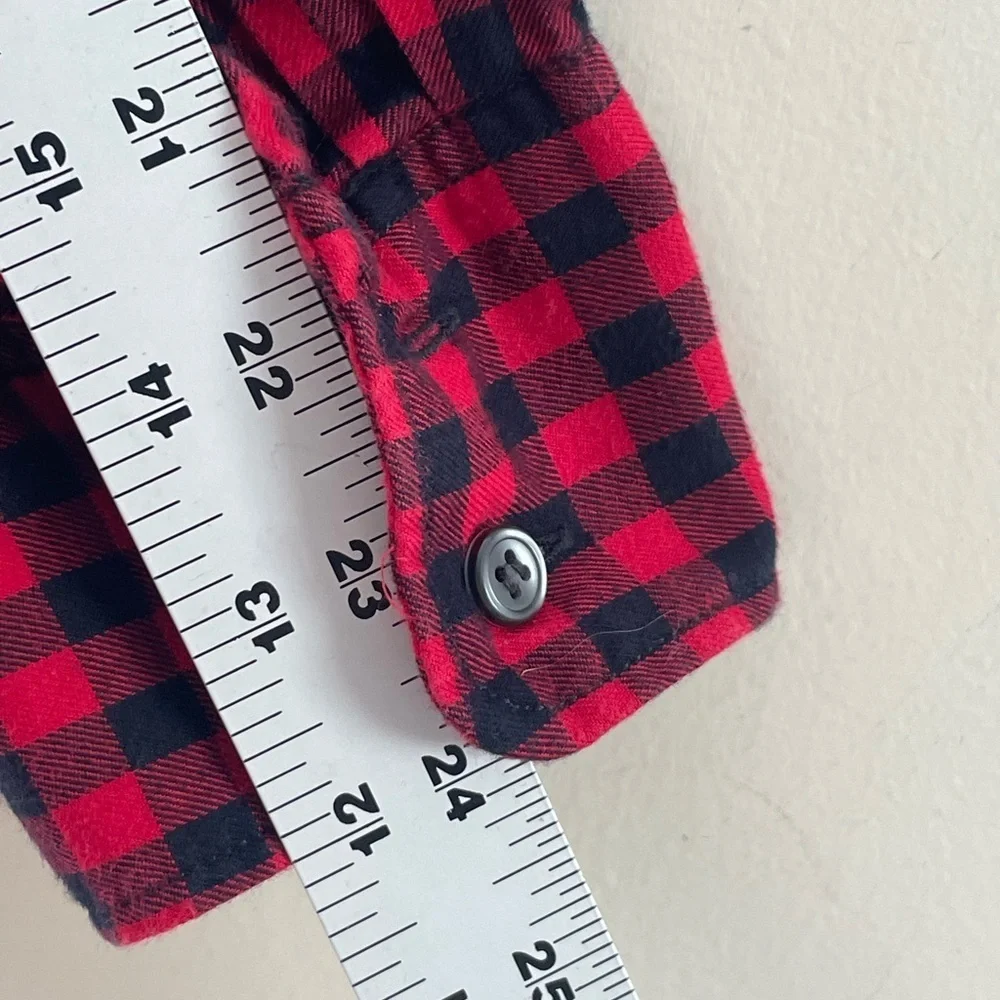 J. Crew The Perfect Shirt Black Red Gingham Plaid Flannel Shirt Top Women’s Sz M